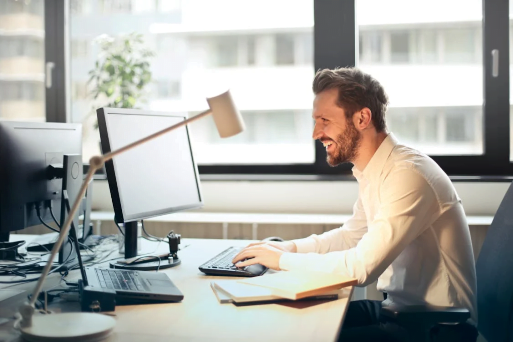 a man using a computer