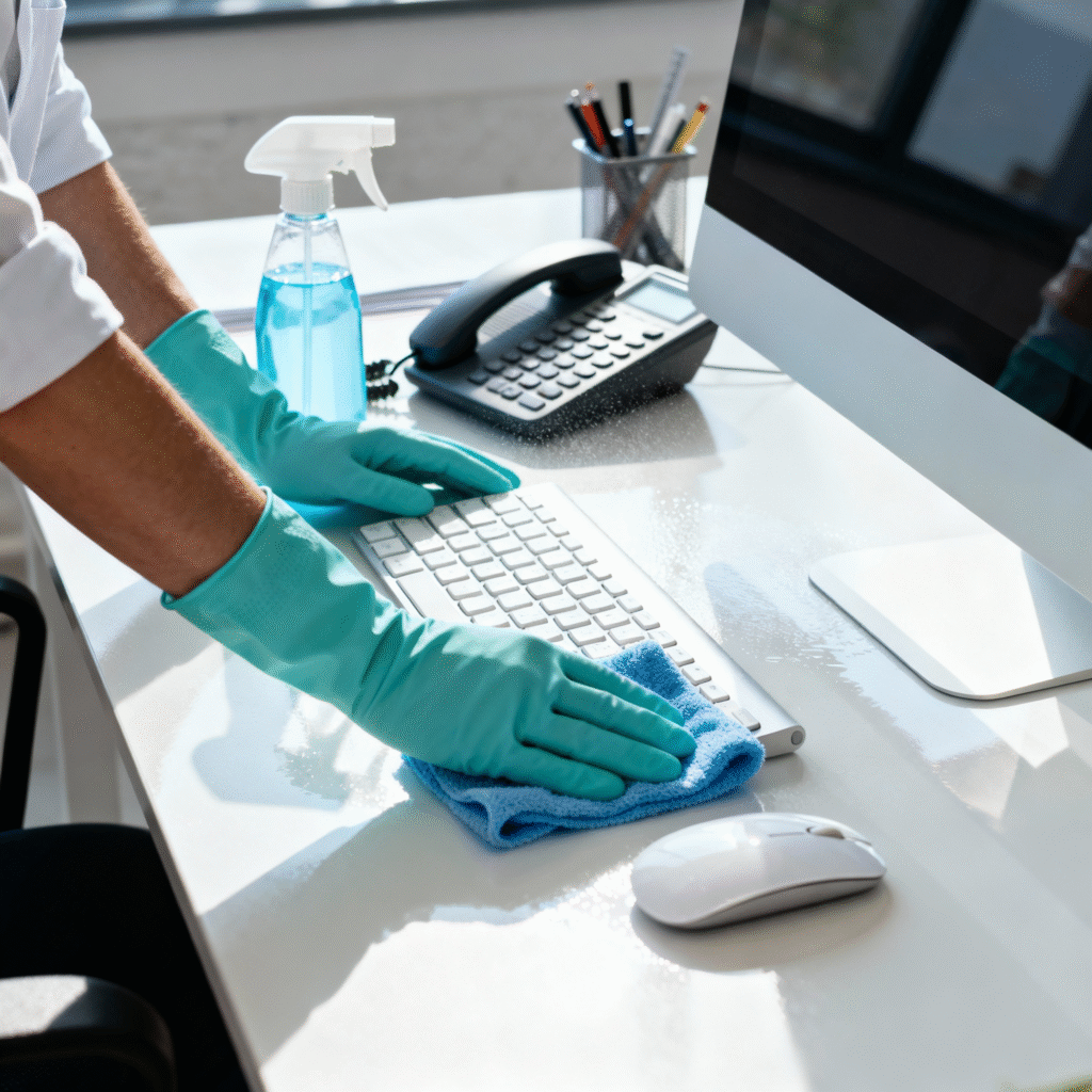Office cleaning services Columbia MD professional sanitizing high-touch surfaces