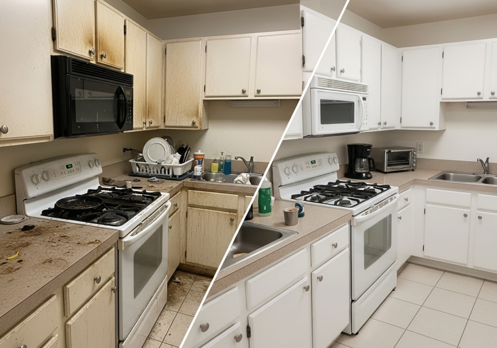Move out cleaning services Maryland before after kitchen transformation results