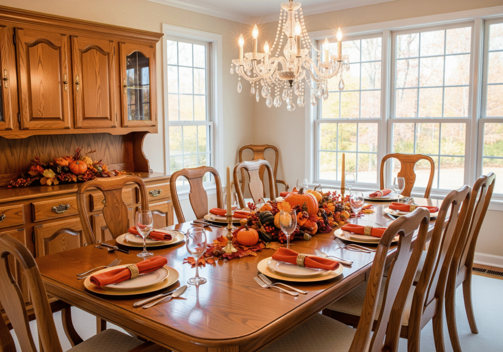 Spotless Maryland dining room prepared for fall holiday entertaining after deep cleaning