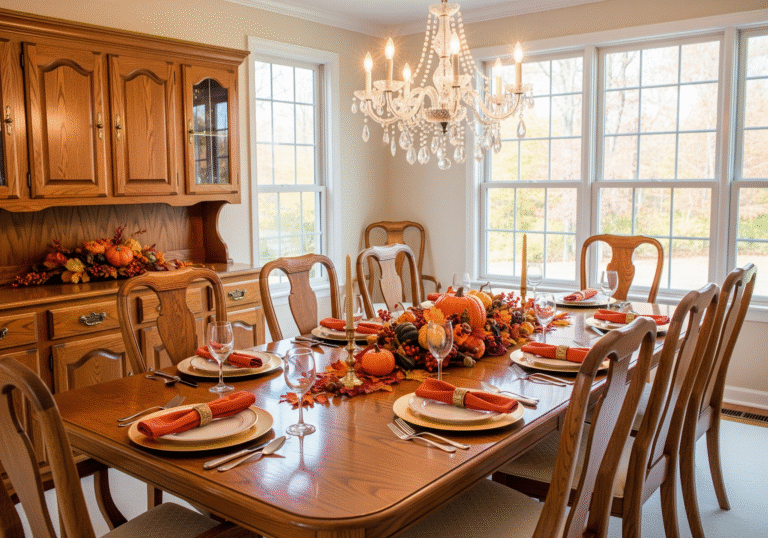 Spotless Maryland dining room prepared for fall holiday entertaining after deep cleaning