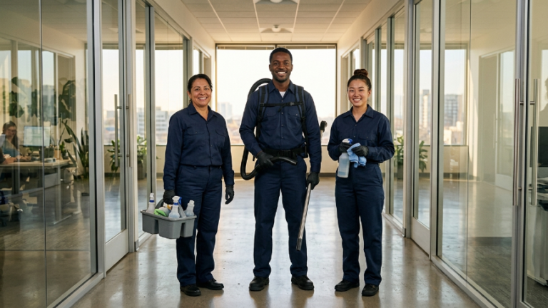 Morgan's Cleaning janitorial team serving office buildings in Owings Mills Maryland