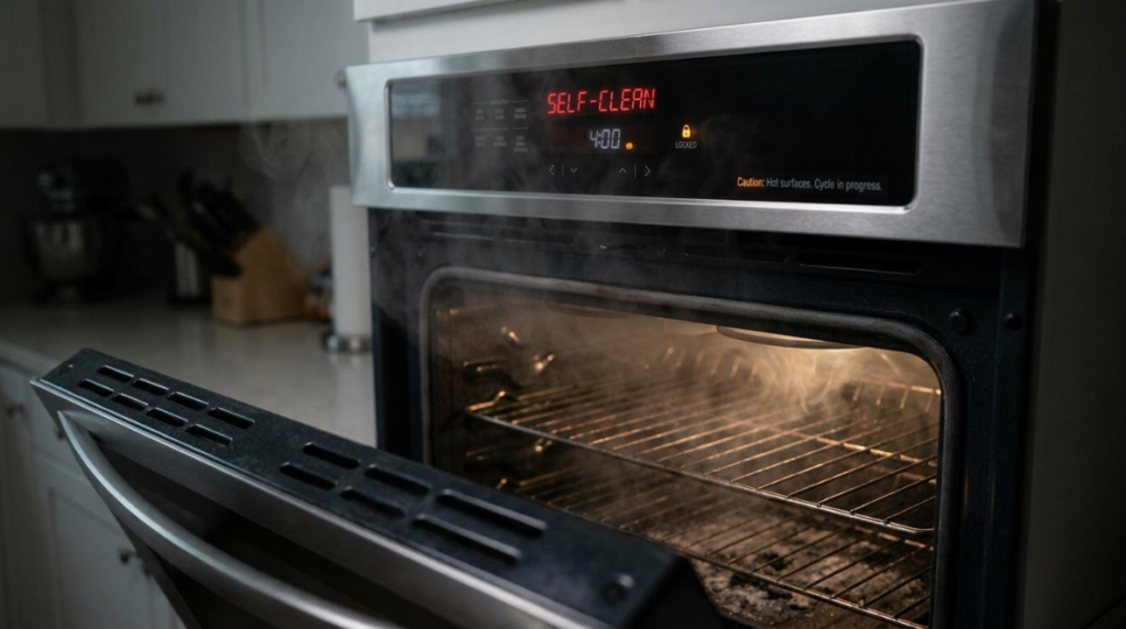 oven self-clean cycle warning before Thanksgiving in Maryland